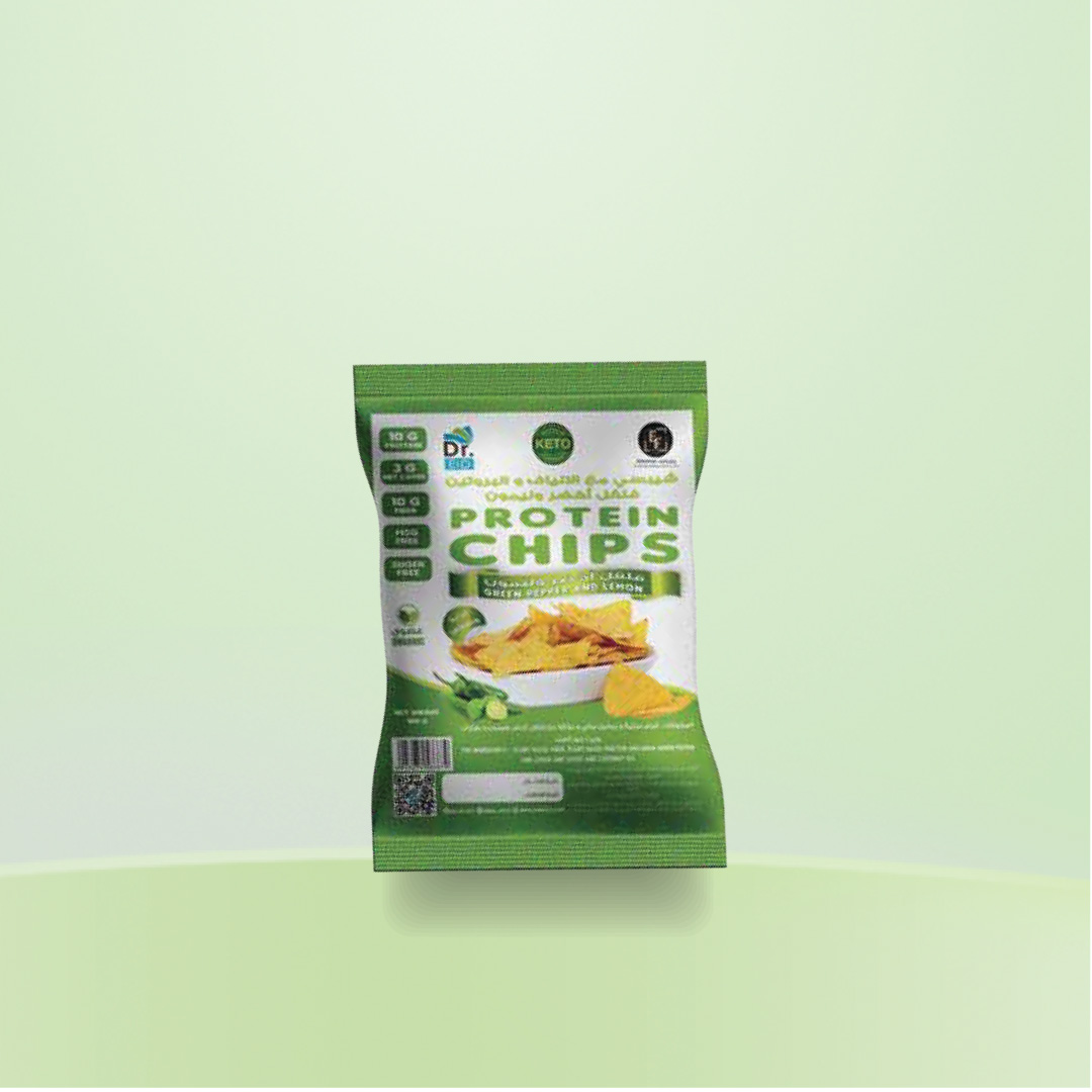 شيبس مع الالياف والبروتين     فلفل اخضر وليمون